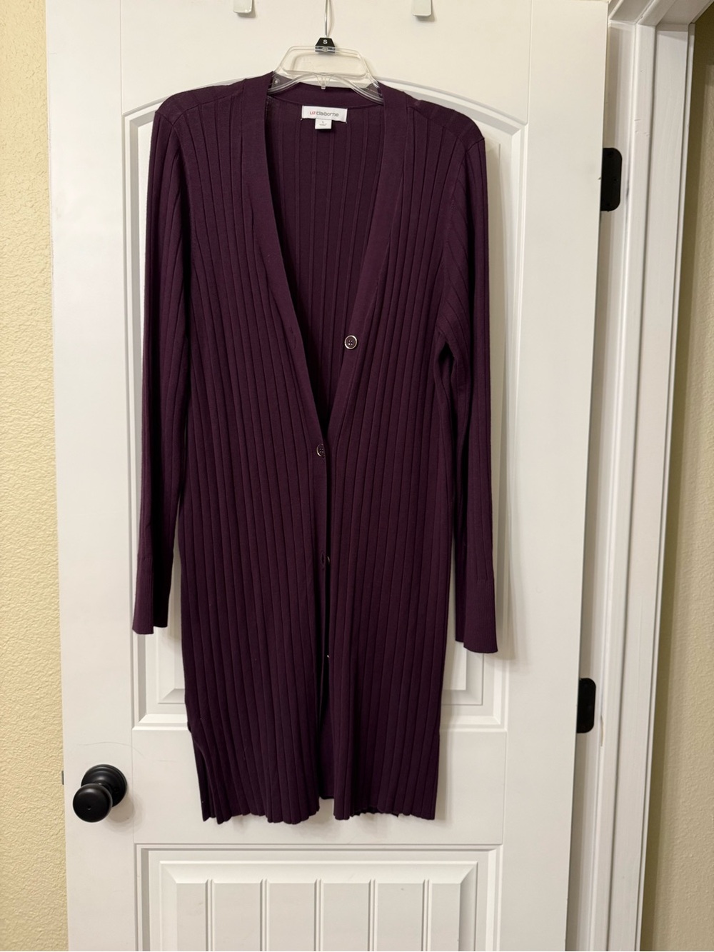 Liz Claiborne Plum Long Ribbed Cardigan